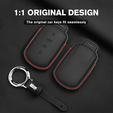 Premium Leather Key Cover Tata Curvv | Fly Master Stylish 4 Button Smart Key Case Black for Curvv EV Protection thumbnail 2
