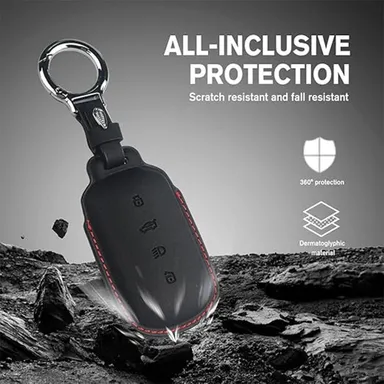 Premium Leather Key Cover Tata Curvv | Fly Master Stylish 4 Button Smart Key Case Black for Curvv EV Protection thumbnail 3