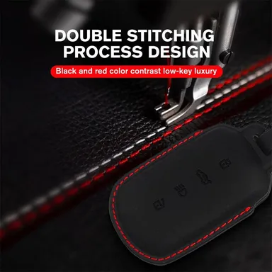Premium Leather Key Cover Tata Curvv | Fly Master Stylish 4 Button Smart Key Case Black for Curvv EV Protection thumbnail 4
