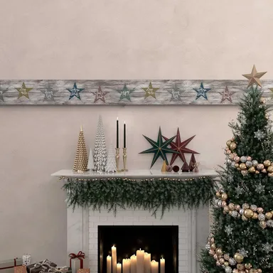Peel and Stick Wallpaper Border MIRART Farmhouse Star Affirmation | 5.25 Inch Width 5 Ft Length Removable Wall Border for Room Decor thumbnail 1