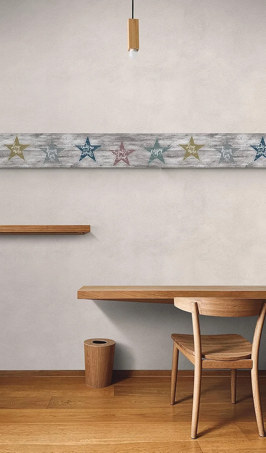 Peel and Stick Wallpaper Border MIRART Farmhouse Star Affirmation | 5.25 Inch Width 5 Ft Length Removable Wall Border for Room Decor image 3