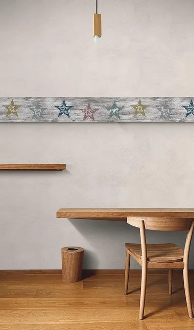 Peel and Stick Wallpaper Border MIRART Farmhouse Star Affirmation | 5.25 Inch Width 5 Ft Length Removable Wall Border for Room Decor thumbnail 2