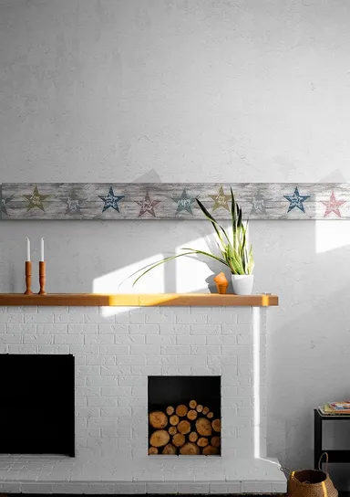 Peel and Stick Wallpaper Border MIRART Farmhouse Star Affirmation | 5.25 Inch Width 5 Ft Length Removable Wall Border for Room Decor thumbnail 3
