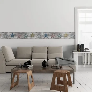 Peel and Stick Wallpaper Border MIRART Farmhouse Star Affirmation | 5.25 Inch Width 5 Ft Length Removable Wall Border for Room Decor thumbnail 4