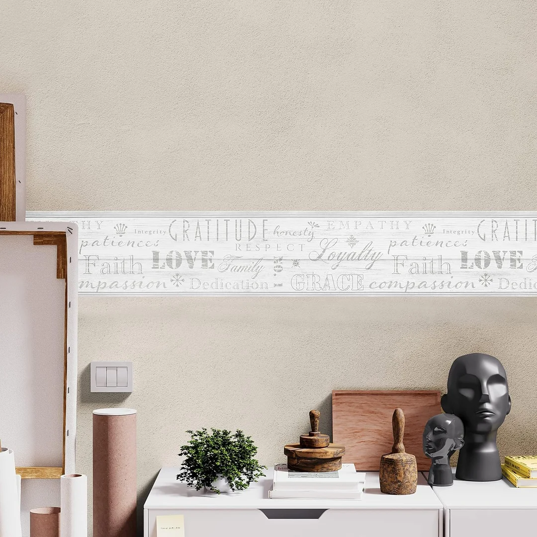 MIRART Distressed Wood Peel and Stick Wallpaper Border | Self Adhesive Vintage Rustic Wall Border for Kitchen, Living Room, Bathroom | 5.25" x 5 ft image 7