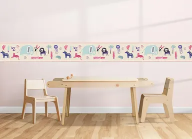 Peel and Stick Safari Animals Wallpaper Border by MIRART | Removable Jungle Animal Wall Border for Kids Room Nursery Decor thumbnail 2
