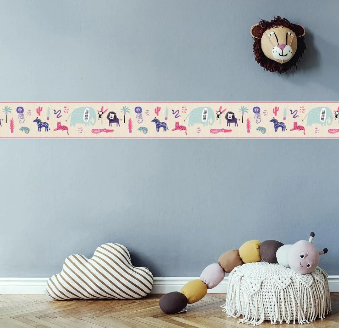 Peel and Stick Safari Animals Wallpaper Border by MIRART | Removable Jungle Animal Wall Border for Kids Room Nursery Decor image 5