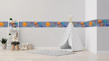 Solar System Peel and Stick Wallpaper Border by MIRART | 5.25 inch Width 5 ft Length Kids Room Wall Decor thumbnail 1