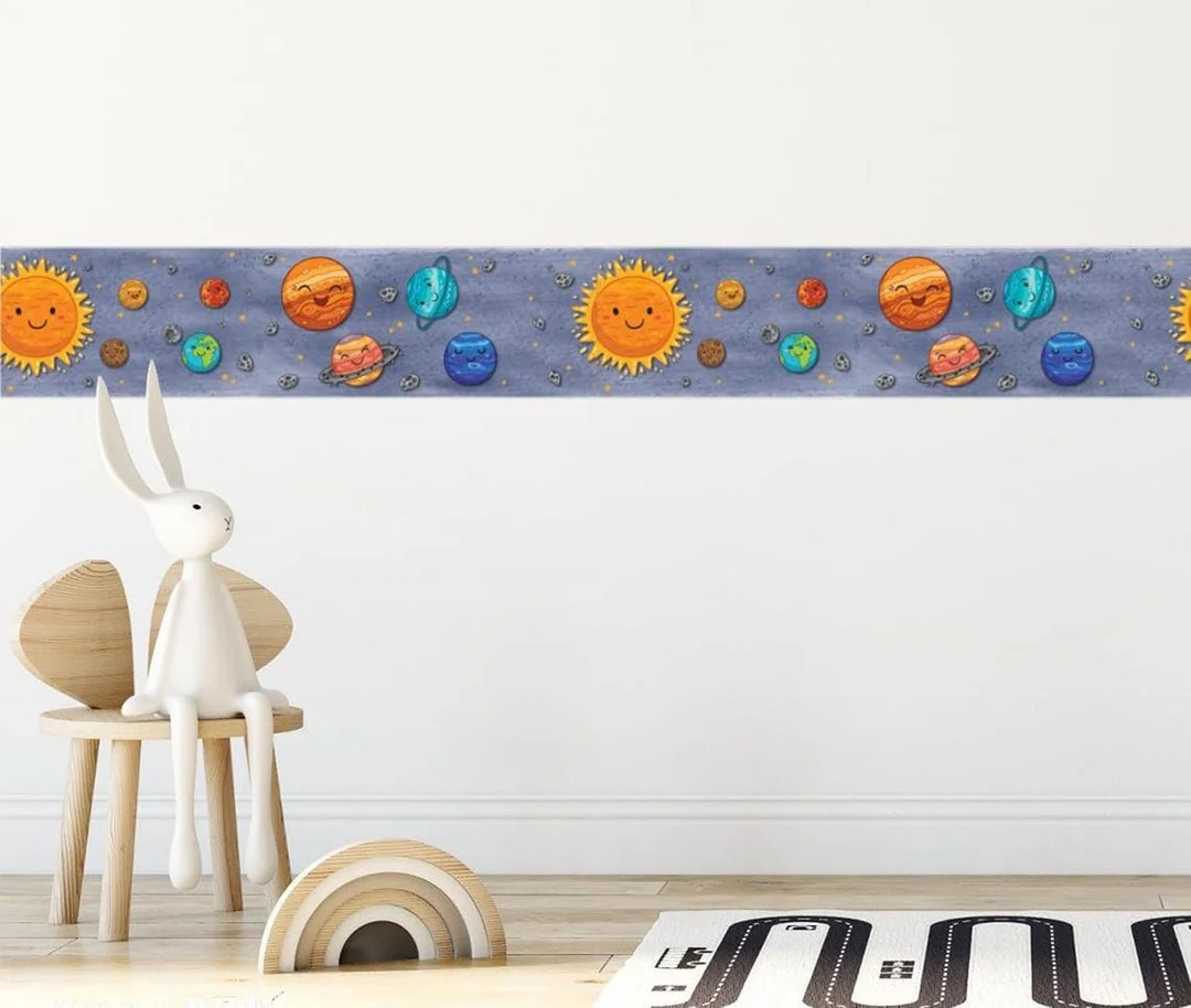 Solar System Peel and Stick Wallpaper Border by MIRART | 5.25 inch Width 5 ft Length Kids Room Wall Decor image 4