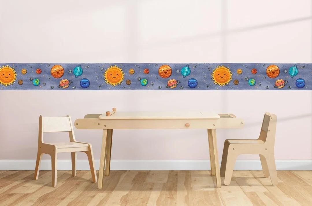 Solar System Peel and Stick Wallpaper Border by MIRART | 5.25 inch Width 5 ft Length Kids Room Wall Decor image 5