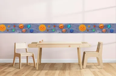 Solar System Peel and Stick Wallpaper Border by MIRART | 5.25 inch Width 5 ft Length Kids Room Wall Decor thumbnail 4