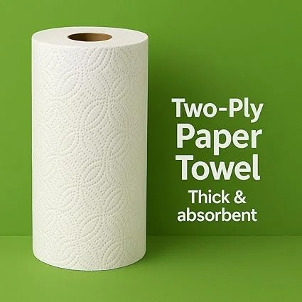 Omega 2 Ply Paper Towels | Thick & Absorbent | 4 Big Rolls (90 Sheets Each) | 360 Sheets | Kitchen, Household Use | Cleaning Towels image 4
