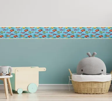 Peel and Stick Wallpaper Border Cartoon Fish by MIRART | 5.25 Inch Width | Removable Wall Border for Kids Room | Easy to Apply Peel and Stick thumbnail 4