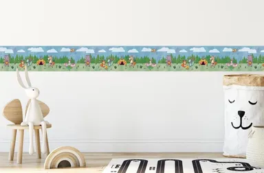 Peel and Stick Wallpaper Border | MIRART Camping Animals 5.25 inch Width by 5 ft Length | Removable Kids Room Nursery Wall Border thumbnail 4