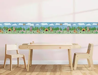 Peel and Stick Wallpaper Border | MIRART Camping Animals 5.25 inch Width by 5 ft Length | Removable Kids Room Nursery Wall Border thumbnail 6