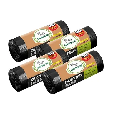 Greenglow Dust Bin Bags | Extra Strong Leak Proof 19x21 inches, 30 Bags Per Pack | Medium Size, Durable Garbage Bags, Pack of 6 thumbnail 4