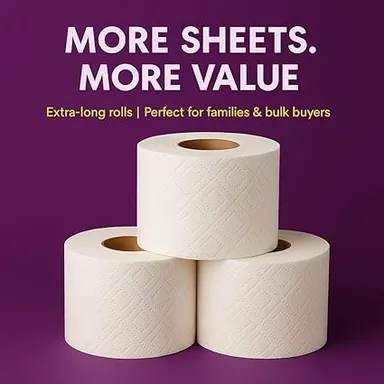 Omega Tissue Roll - 6 Rolls Pack | Ultra Soft Toilet Paper, 2-Ply Bathroom Tissue | Strong Absorbent Tissue Roll for Sensitive Skin thumbnail 3