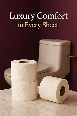 Omega Tissue Roll - 6 Rolls Pack | Ultra Soft Toilet Paper, 2-Ply Bathroom Tissue | Strong Absorbent Tissue Roll for Sensitive Skin image 5