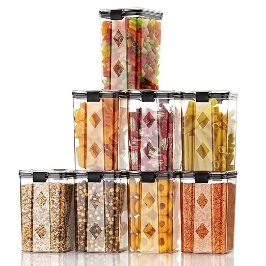 TIVORA Airtight Kitchen Storage Containers Set | 1100 ML Set of 4 Plastic Kitchen Organizers | Transparent Airtight Containers for Kitchen Accessories image 1