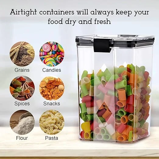 TIVORA Airtight Kitchen Storage Containers Set | 1100 ML Set of 4 Plastic Kitchen Organizers | Transparent Airtight Containers for Kitchen Accessories image 2