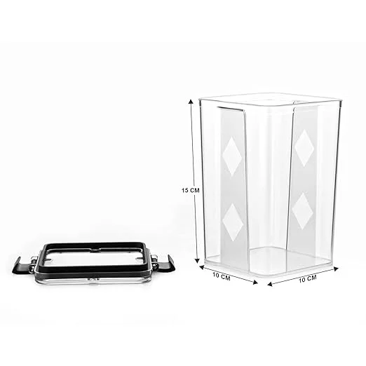 TIVORA Airtight Kitchen Storage Containers Set | 1100 ML Set of 4 Plastic Kitchen Organizers | Transparent Airtight Containers for Kitchen Accessories image 4