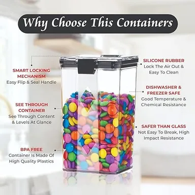 TIVORA Airtight Kitchen Storage Containers Set | 1100 ML Set of 4 Plastic Kitchen Organizers | Transparent Airtight Containers for Kitchen Accessories thumbnail 5