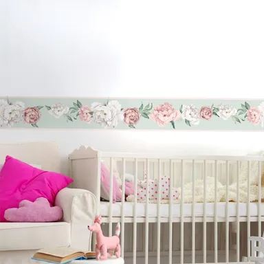 Peel and Stick Wallpaper Border MIRART | Vibrant Floral Bouquet | Removable Self Adhesive Floral Wallpaper Border 5.25 Inch Width thumbnail 1