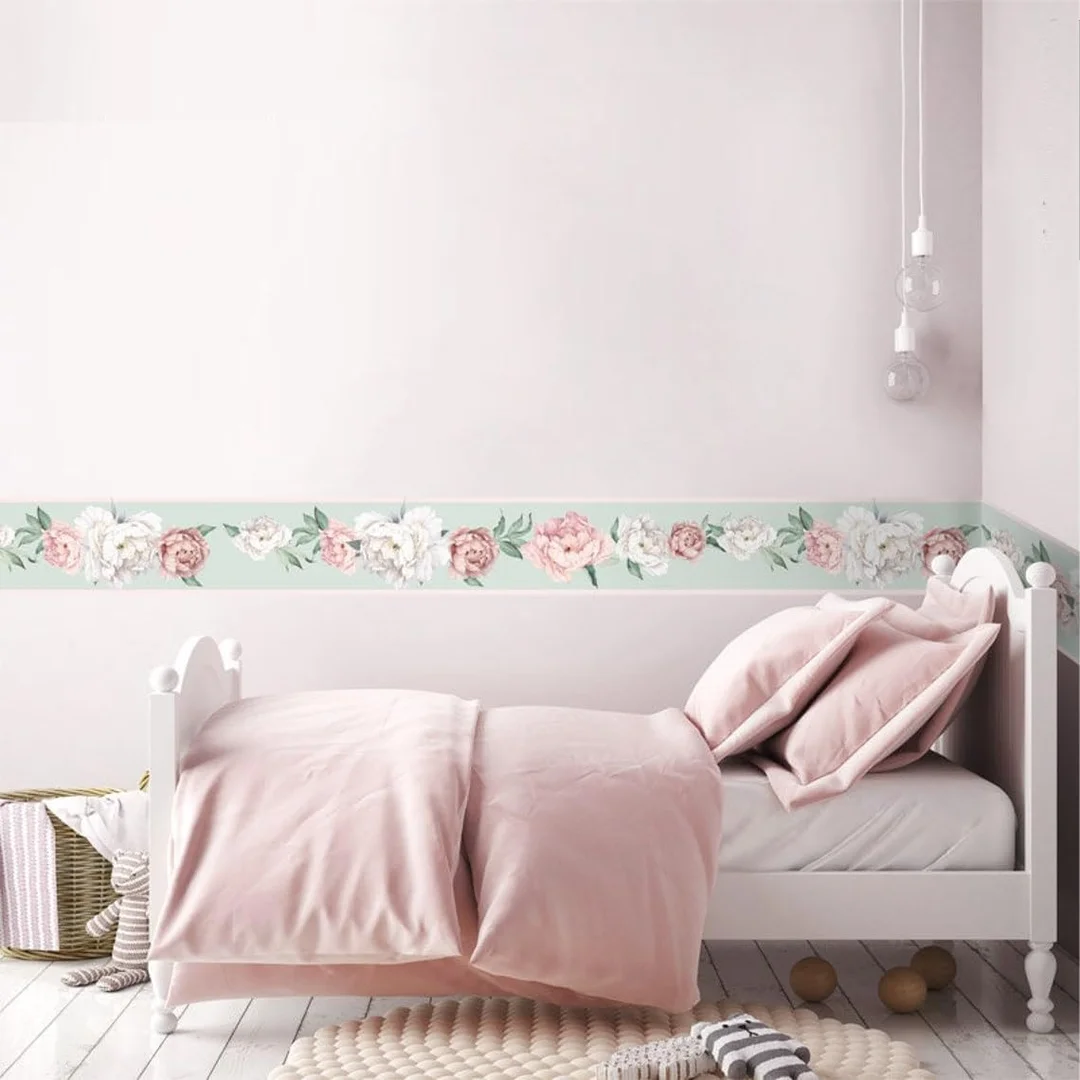 Peel and Stick Wallpaper Border MIRART | Vibrant Floral Bouquet | Removable Self Adhesive Floral Wallpaper Border 5.25 Inch Width image 4
