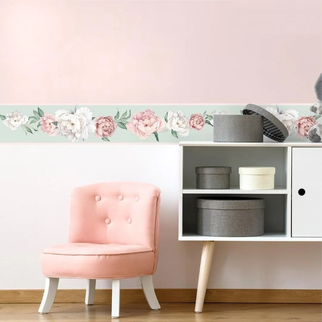Peel and Stick Wallpaper Border MIRART | Vibrant Floral Bouquet | Removable Self Adhesive Floral Wallpaper Border 5.25 Inch Width image 5