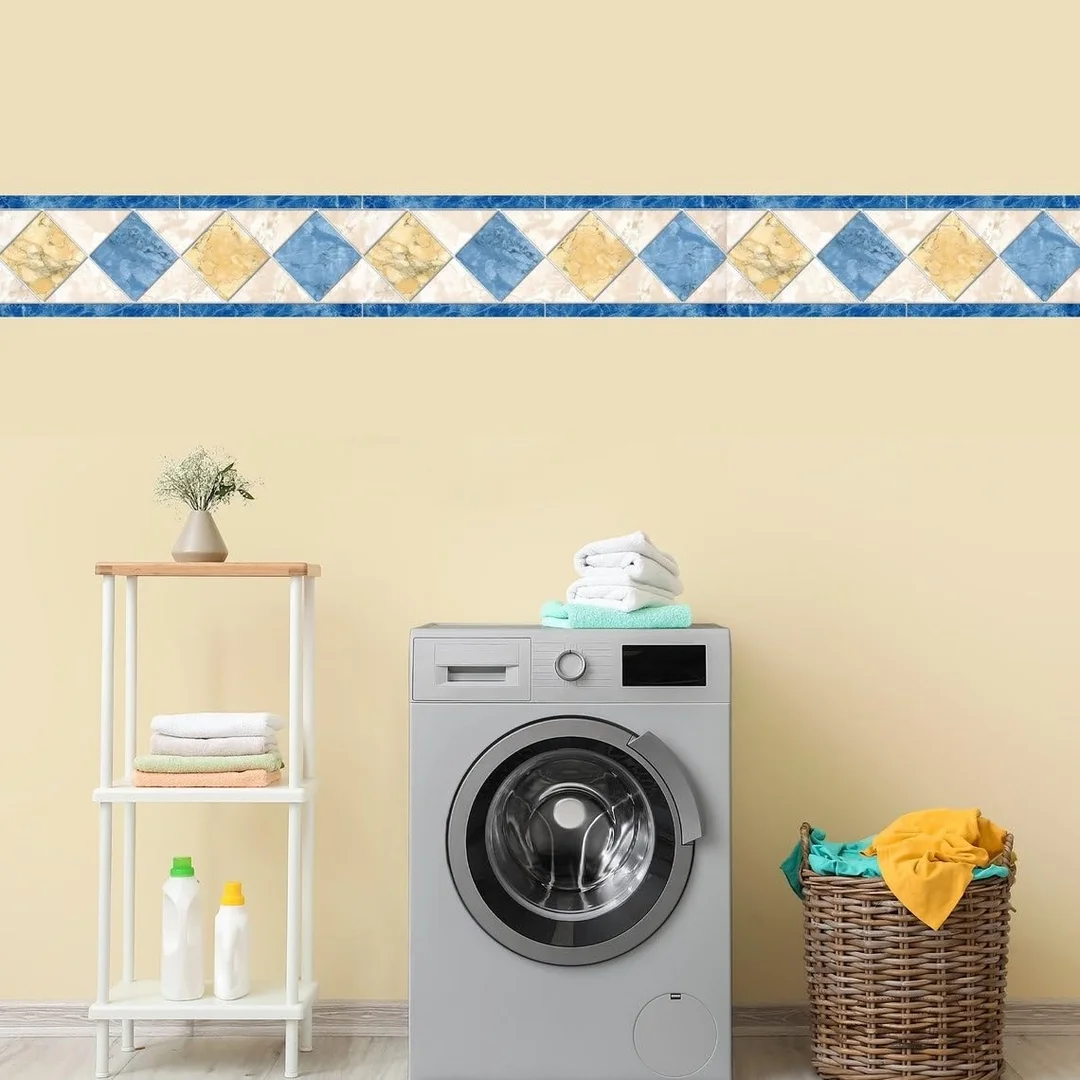 Geometric Diamond Peel and Stick Wallpaper Border by MIRART | 5.25 inch Width 5 ft Length Easy to Apply Removable Wallpaper Border image 1