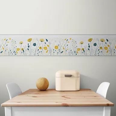 Peel and Stick Wallpaper Border Vibrant Yellow Flower by MIRART | Floral Removable Wallpaper Border for Walls 5.25 Inch Width 5 ft Length thumbnail 1