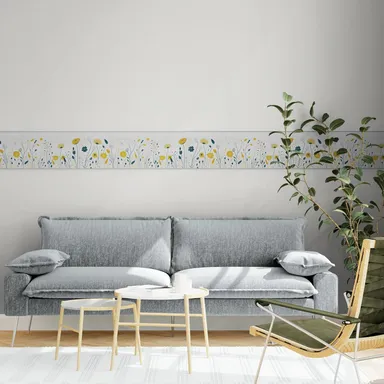 Peel and Stick Wallpaper Border Vibrant Yellow Flower by MIRART | Floral Removable Wallpaper Border for Walls 5.25 Inch Width 5 ft Length thumbnail 3