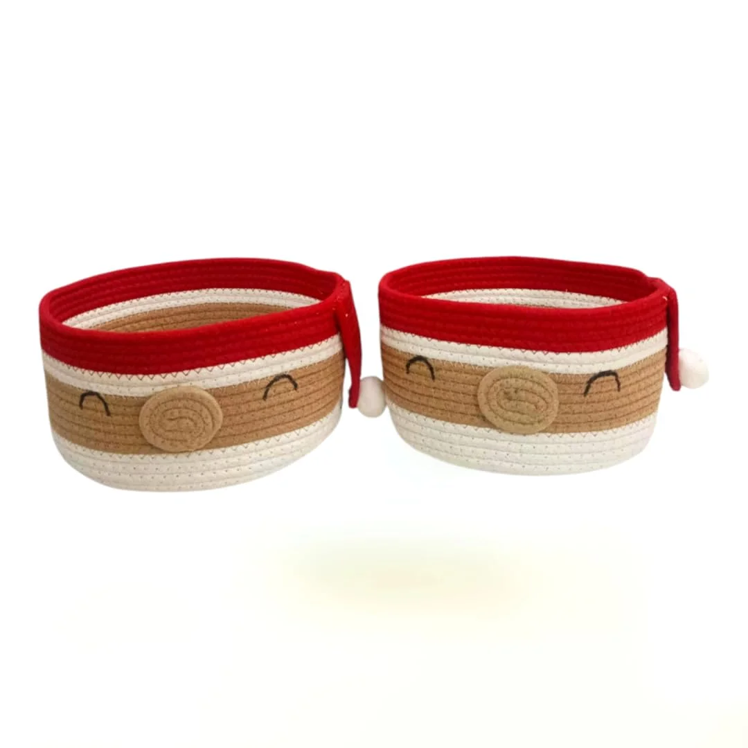 Cotton Rope Storage Basket Set of 2 by FIBERGOLD | Round Woven Bins with Lids Storage Organizer for Toys Clothes Blankets Towels Durable Design image 2