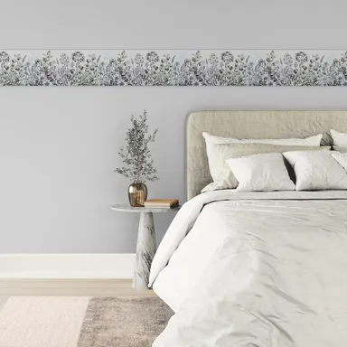 Peel and Stick Wallpaper Border | MIRART Wildflowers Flying Bees Butterflies | Hand Drawn 5.25 inch Width 5 ft Length Floral Decorative Wall Border thumbnail 2