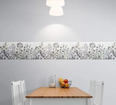 Peel and Stick Wallpaper Border | MIRART Wildflowers Flying Bees Butterflies | Hand Drawn 5.25 inch Width 5 ft Length Floral Decorative Wall Border thumbnail 3