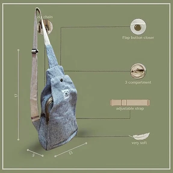 FIBERGOLD Himalayan Hemp Shoulder Bag | Organic Handmade Hemp Bag for Travel and Daily Use image 3