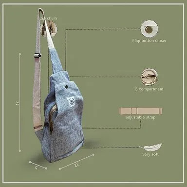 FIBERGOLD Himalayan Hemp Shoulder Bag | Organic Handmade Hemp Bag for Travel and Daily Use thumbnail 2