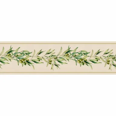 Olive Branch Self Adhesive Wall Border Sticker by MIRART | 5.25 Inch Width 5 Ft Length Peel and Stick Decorative Wall Border for Home Improvement thumbnail 0