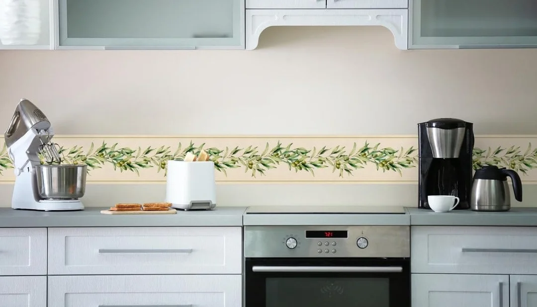 Olive Branch Self Adhesive Wall Border Sticker by MIRART | 5.25 Inch Width 5 Ft Length Peel and Stick Decorative Wall Border for Home Improvement image 2