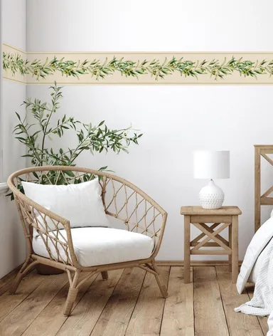 Olive Branch Self Adhesive Wall Border Sticker by MIRART | 5.25 Inch Width 5 Ft Length Peel and Stick Decorative Wall Border for Home Improvement thumbnail 3
