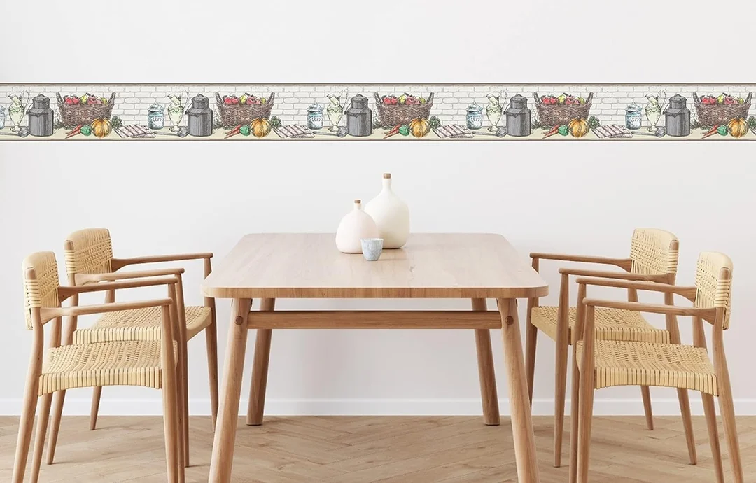Peel and Stick Wallpaper Border Citrus Splash MIRART | Removable Wall Decor Border for Kitchen Bathroom image 2