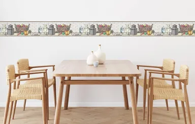 Peel and Stick Wallpaper Border Citrus Splash MIRART | Removable Wall Decor Border for Kitchen Bathroom thumbnail 1