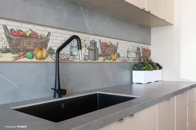 Peel and Stick Wallpaper Border Citrus Splash MIRART | Removable Wall Decor Border for Kitchen Bathroom thumbnail 2