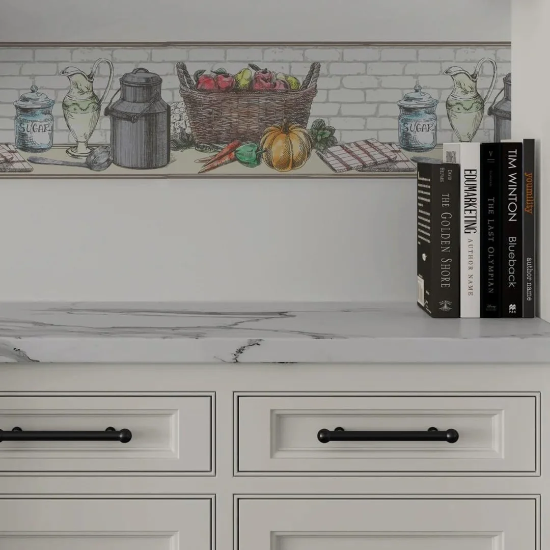 Peel and Stick Wallpaper Border Citrus Splash MIRART | Removable Wall Decor Border for Kitchen Bathroom image 4