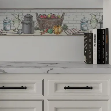 Peel and Stick Wallpaper Border Citrus Splash MIRART | Removable Wall Decor Border for Kitchen Bathroom thumbnail 3