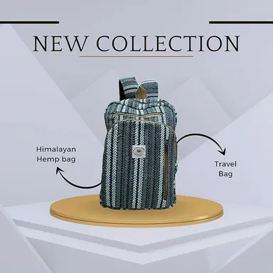 FIBERGOLD Himalayas Hemp Eco-Friendly iPad Backpack | Handmade Fair Trade Travel & Festival Bag | Fashion Backpack for Men & Women thumbnail 3
