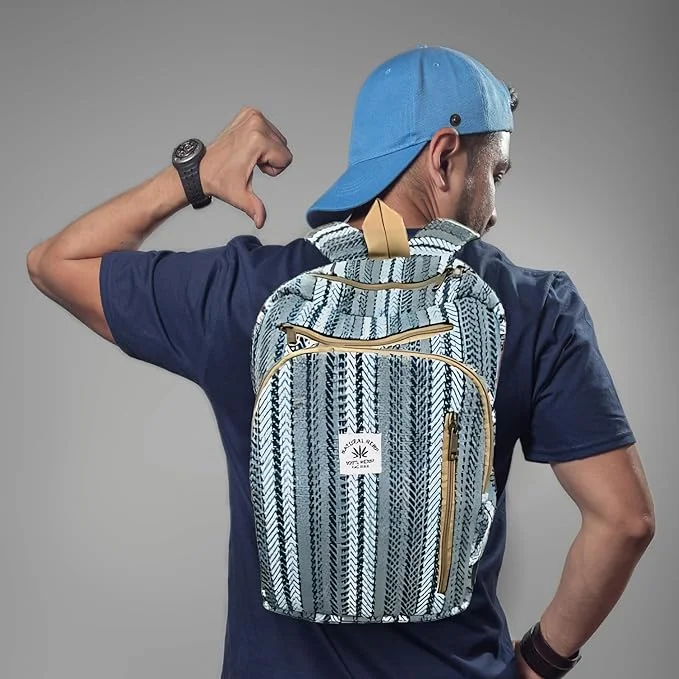 FIBERGOLD Himalayas Hemp Eco-Friendly iPad Backpack | Handmade Fair Trade Travel & Festival Bag | Fashion Backpack for Men & Women image 3