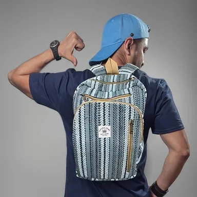 FIBERGOLD Himalayas Hemp Eco-Friendly iPad Backpack | Handmade Fair Trade Travel & Festival Bag | Fashion Backpack for Men & Women thumbnail 2