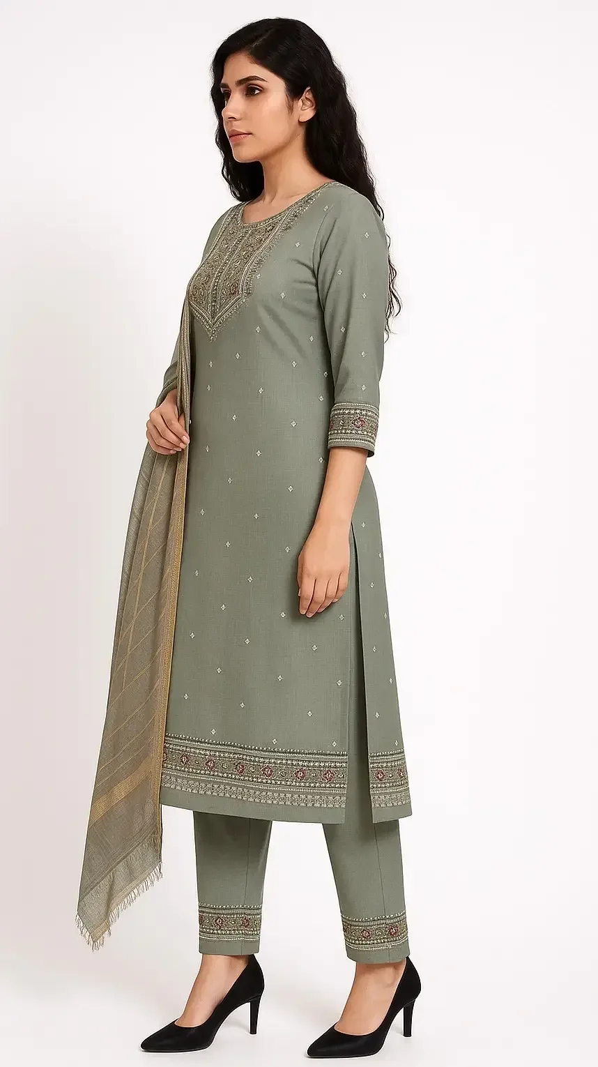 Kurti Pant Set with Dupatta Fabric | Nahar Fashion Store | Kurti Pant Set for Women image 3