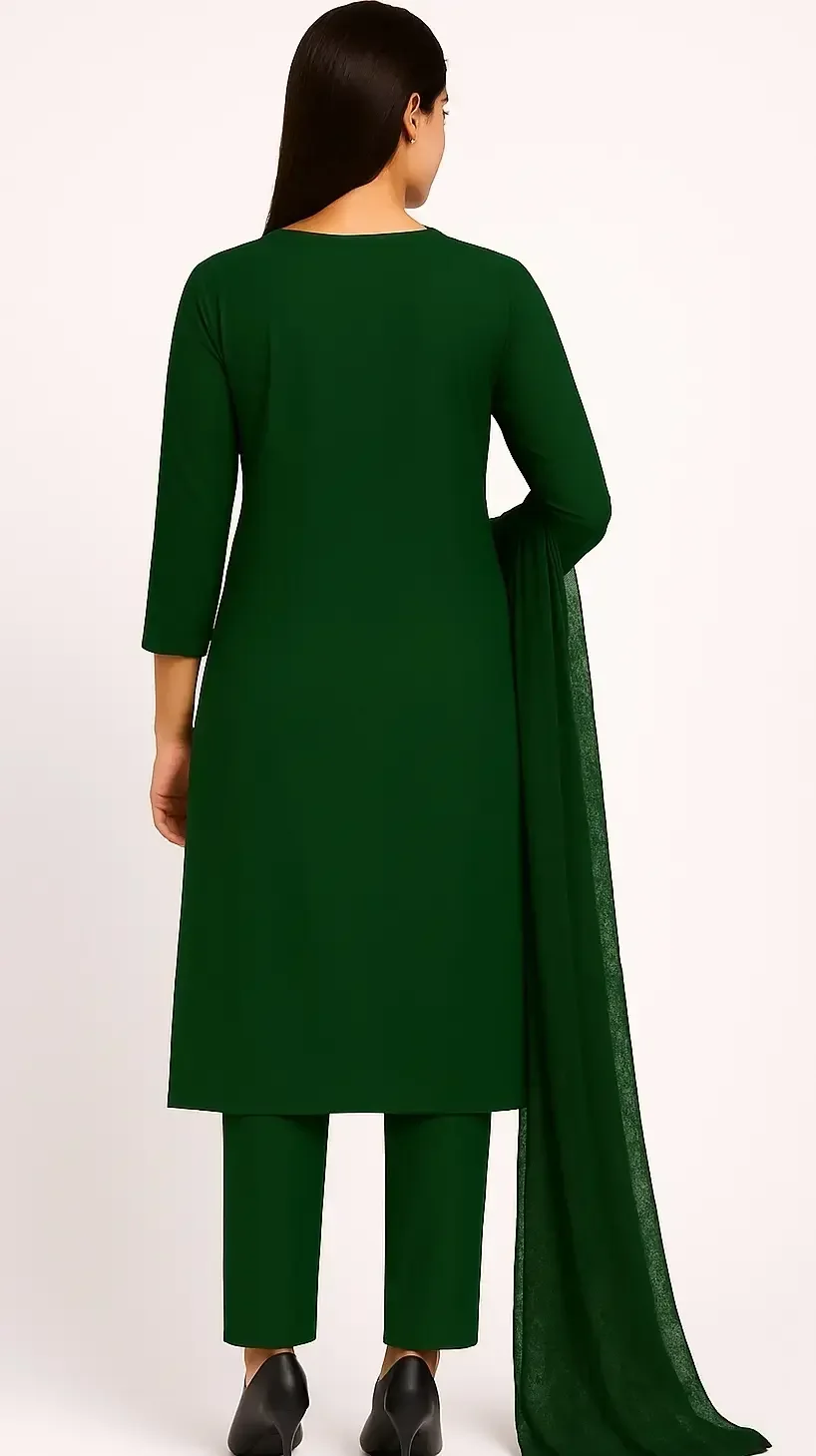 Embroidered Green Straight Kurti Set for Women | Elegant Kurti Set by Nahar Fashion Store image 2
